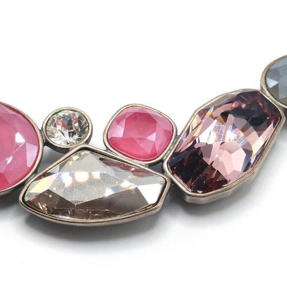 Touchstone Crystal Swarovski Necklace, Pink Purple Blue Crystal, Snake Chain 18" - Picture 6 of 11